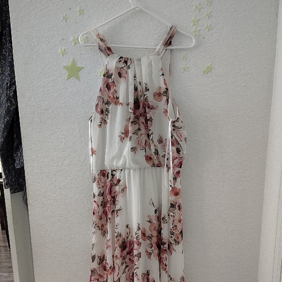 Premier Floral White and Pink Wedding Dress - Picture 1 of 5